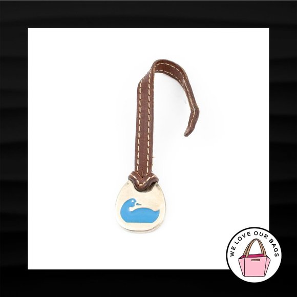 Dooney & Bourke Accessories - DOONEY & BOURKE GOLD BRASS BROWN LEATHER BLUE DUCK KEYFOB BAG CHARM KEYCHAIN TAG